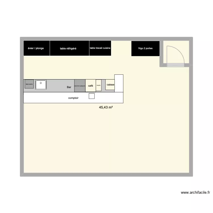 mattina. Plan de 1  et 45 m²