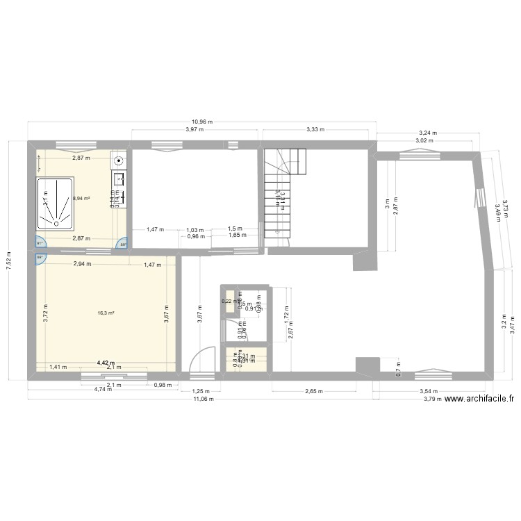 plan  1. Plan de 4 pièces et 27 m2
