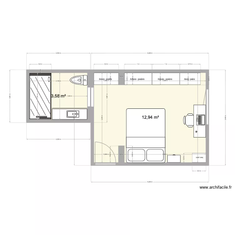 suite richard 08/2026/2. Plan de 2 Pièces et 17 m²