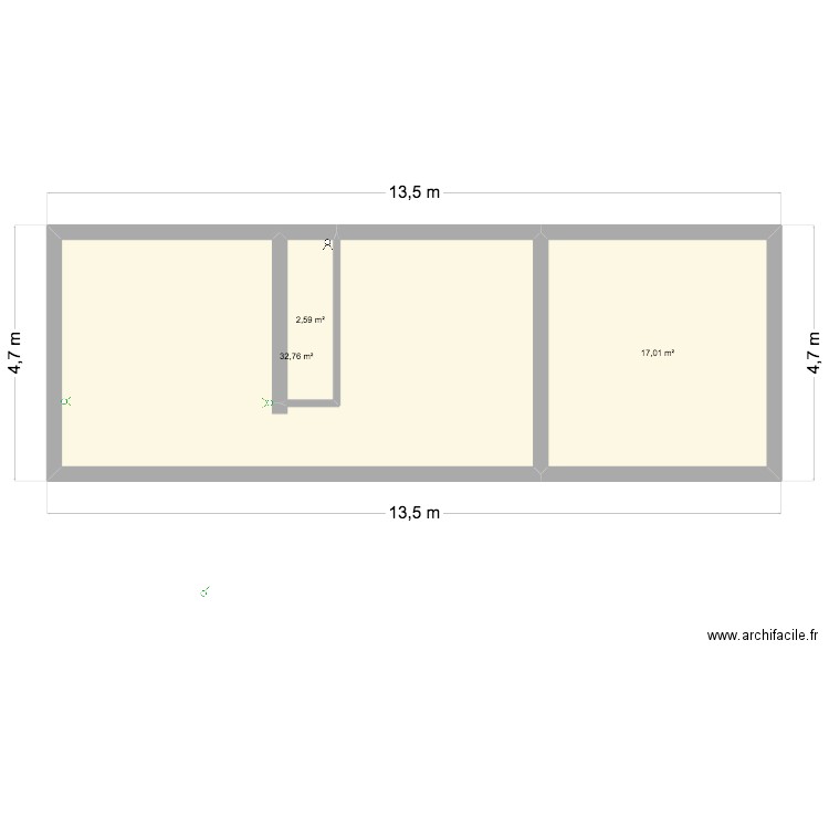 Pont-à-celles. Plan de 3 pièces et 52 m2