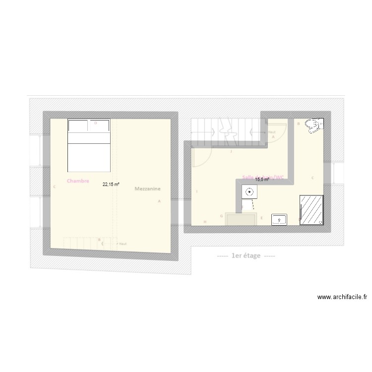 1er. Plan de 2 pièces et 38 m2