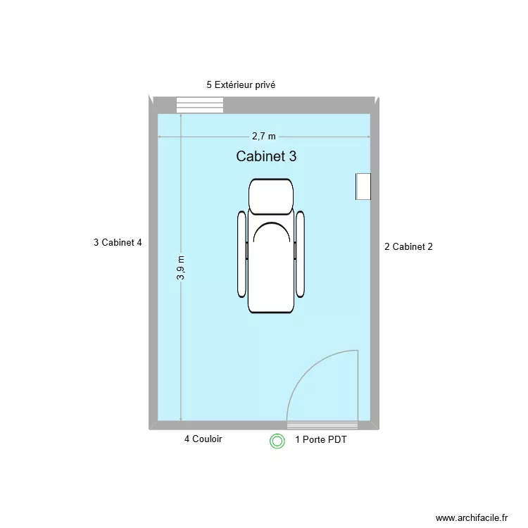 60709 Cabinet 3. Plan de 1  et 11 m²
