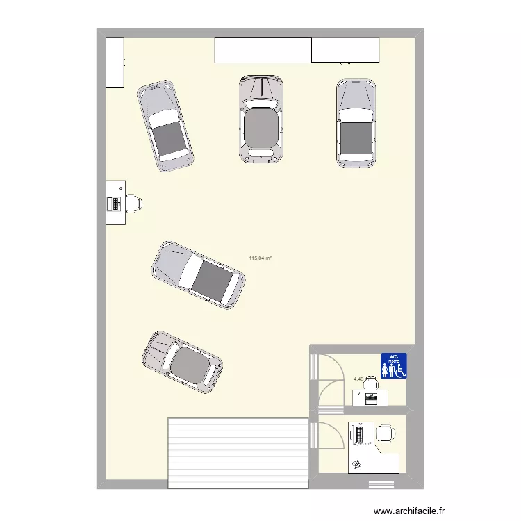 garage. Plan de 3  et 138 m²