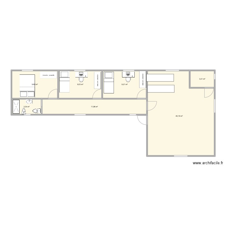 casa2. Plan de 7 pièces et 86 m2