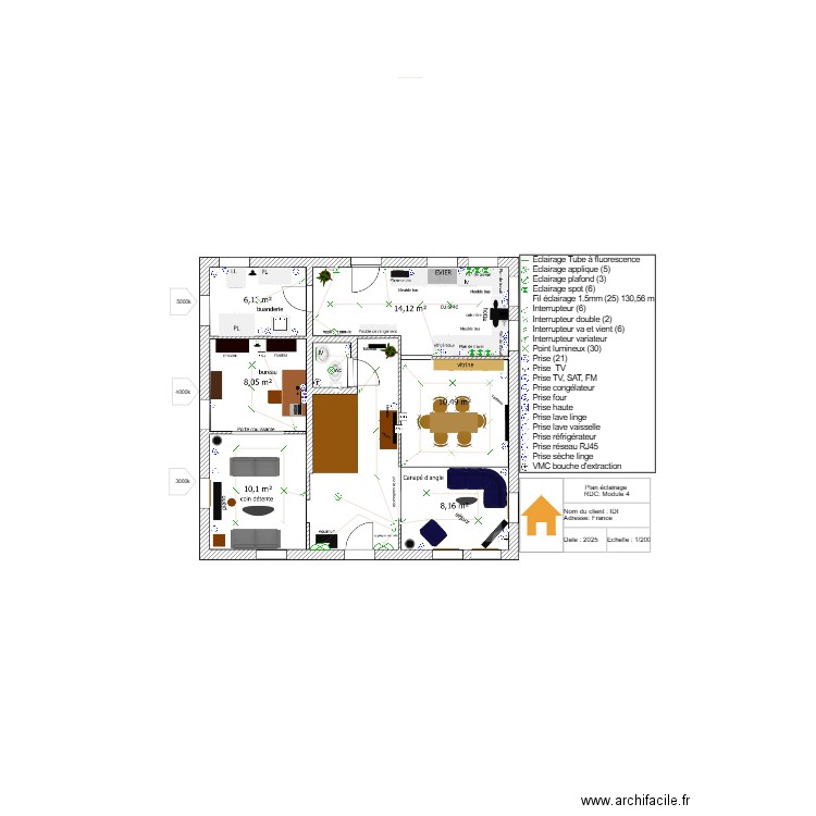 plan 5 éclairage avec cartouche. Plan de 0 pièce et 0 m2
