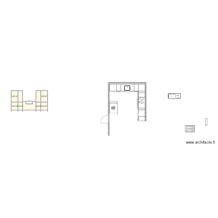 cuisine. Plan de 7 pièces et 4 m2