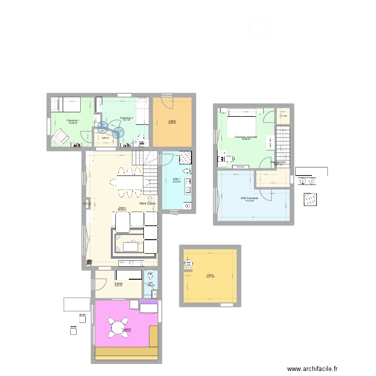 RDC St Galmier. Plan de 15 pièces et 157 m2