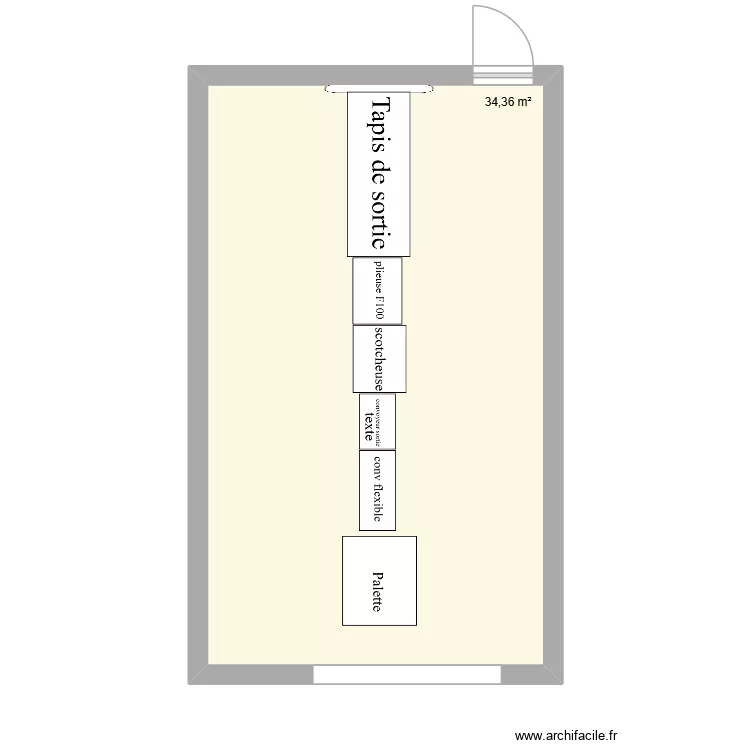Sortie T2. Plan de 1  et 34 m²