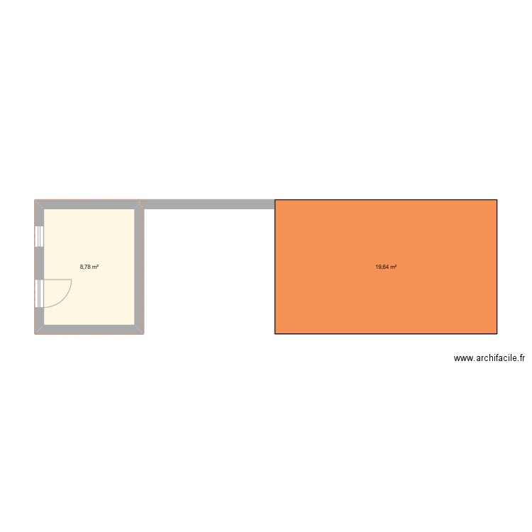 jardin. Plan de 2 pièces et 28 m2