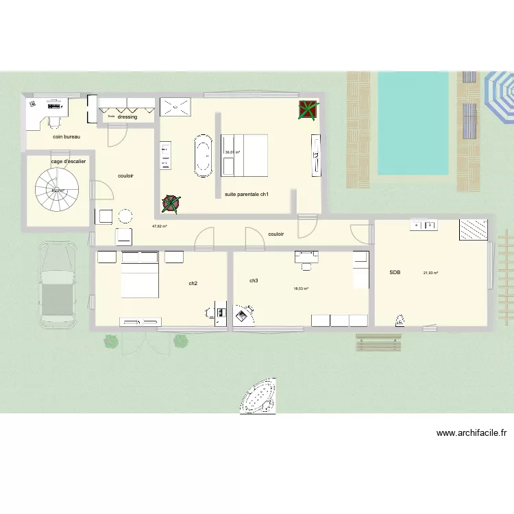 test zo&eacute;. Plan de 