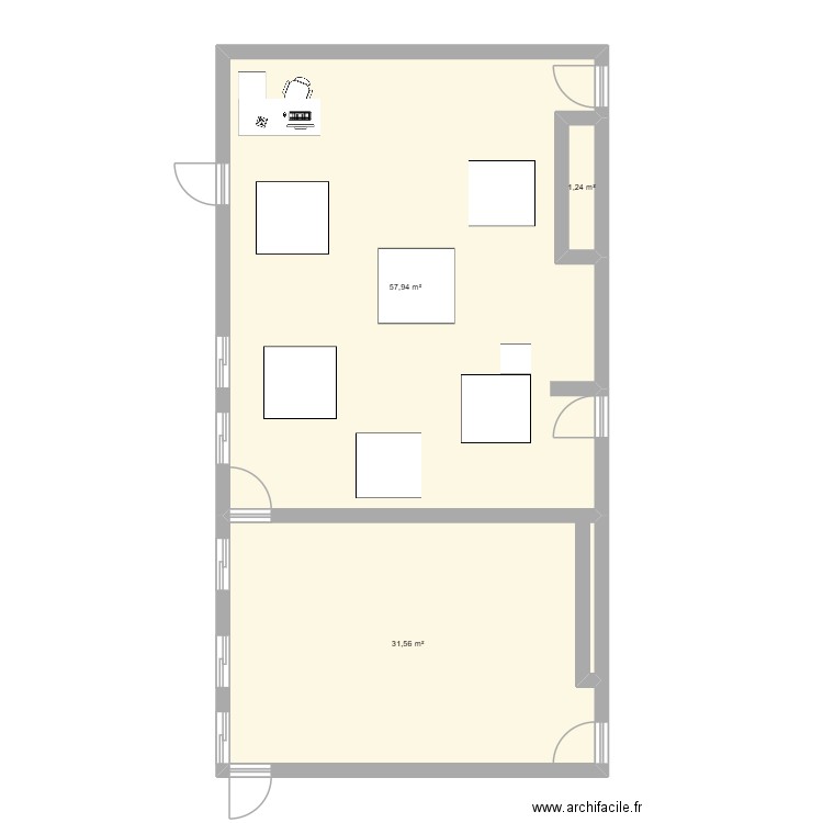 classe 202. Plan de 3 pièces et 91 m2