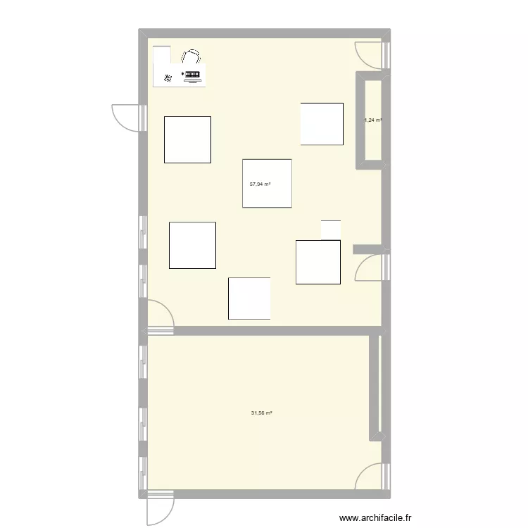 classe 202. Plan de 3 pièces et 91 m²