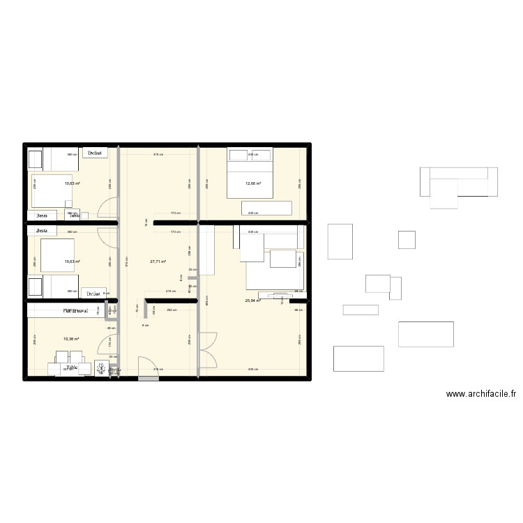 De Mun. Plan de 7 pièces et 98 m2