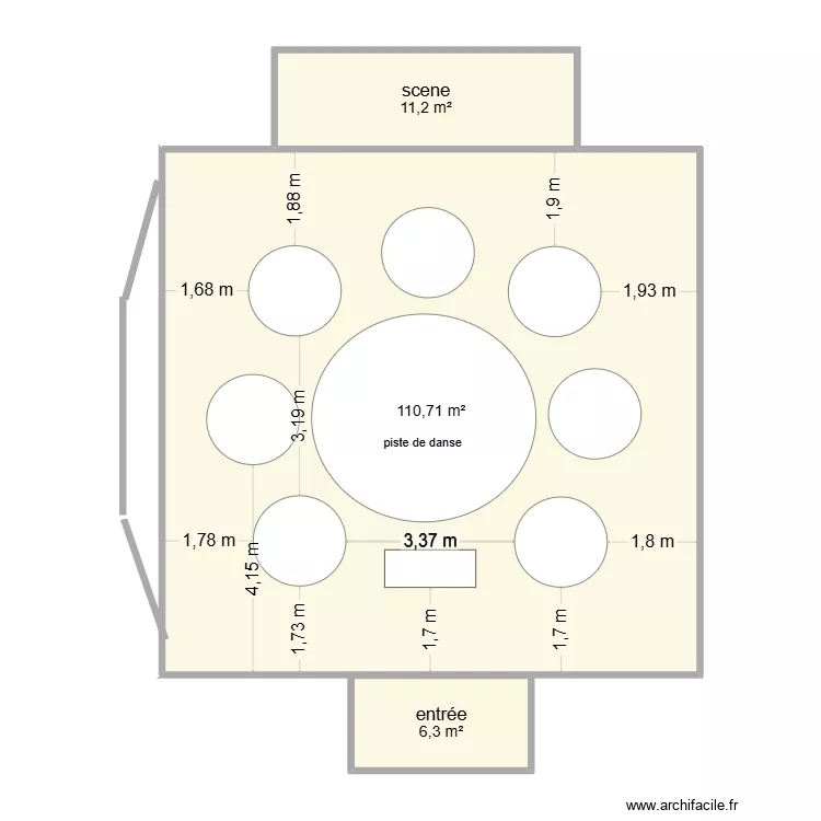 plan de table. Plan de 3  et 128 m²