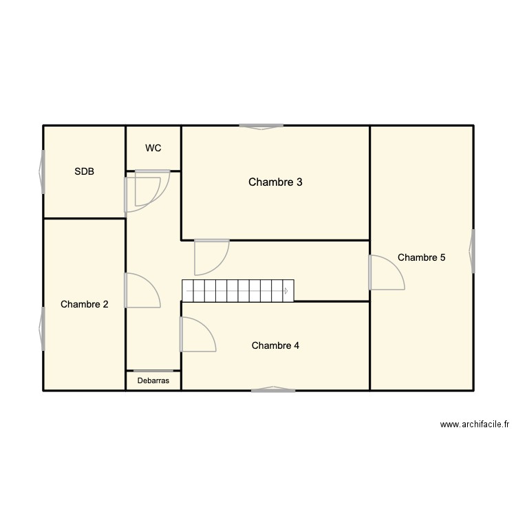 etage. Plan de 8 pièces et 61 m2