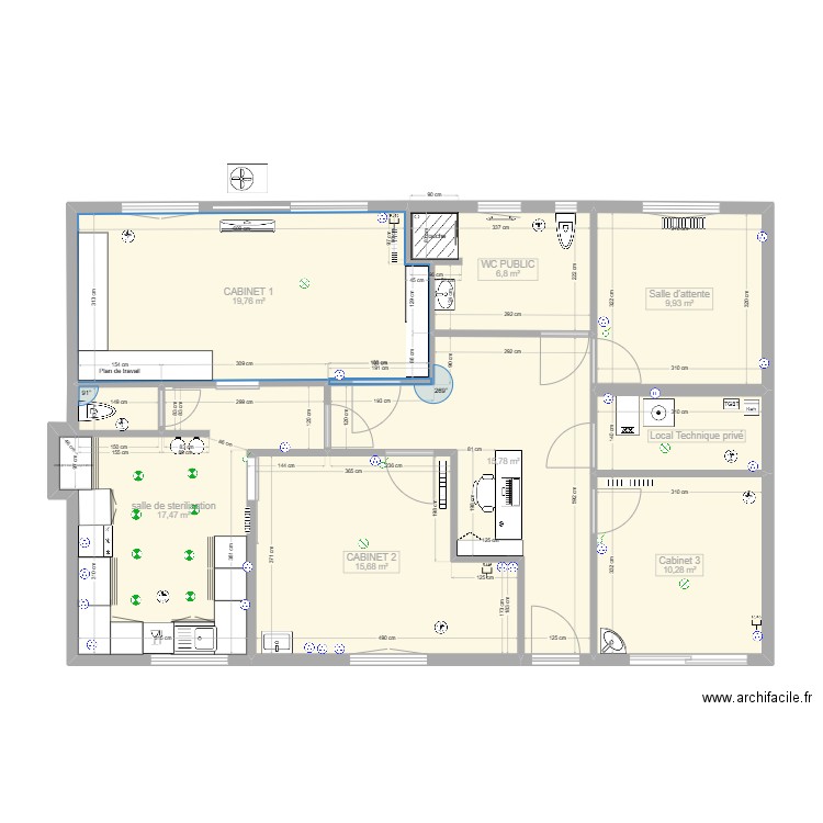 CABINET DR THOMAS V4. Plan de 8 pièces et 100 m2