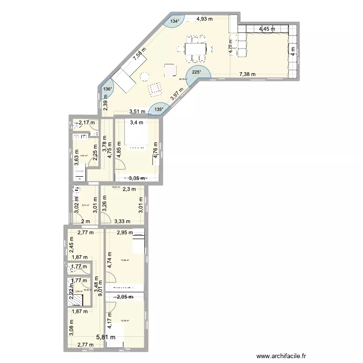 colombier 5. Plan de 9  et 165 m²