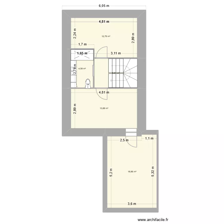 maison haut. Plan de 5  et 57 m²