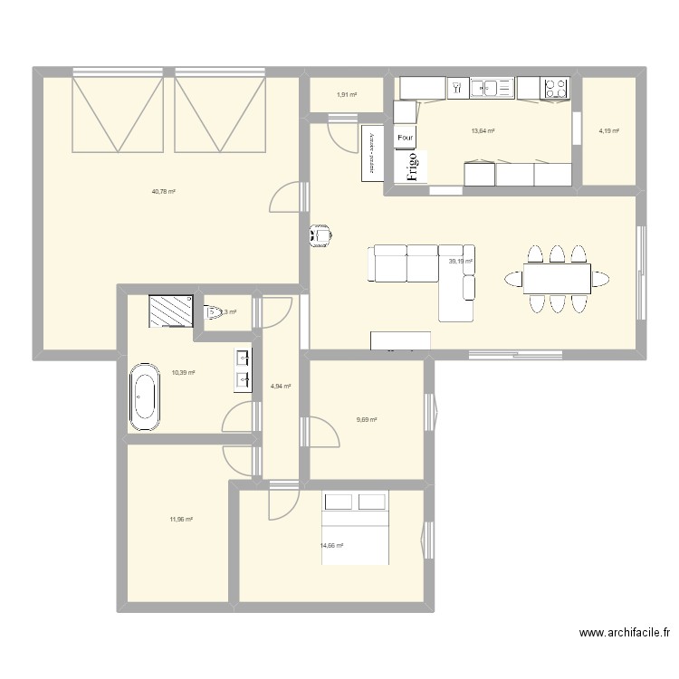 Maison L Vrai version 3. Plan de 11 pièces et 153 m2