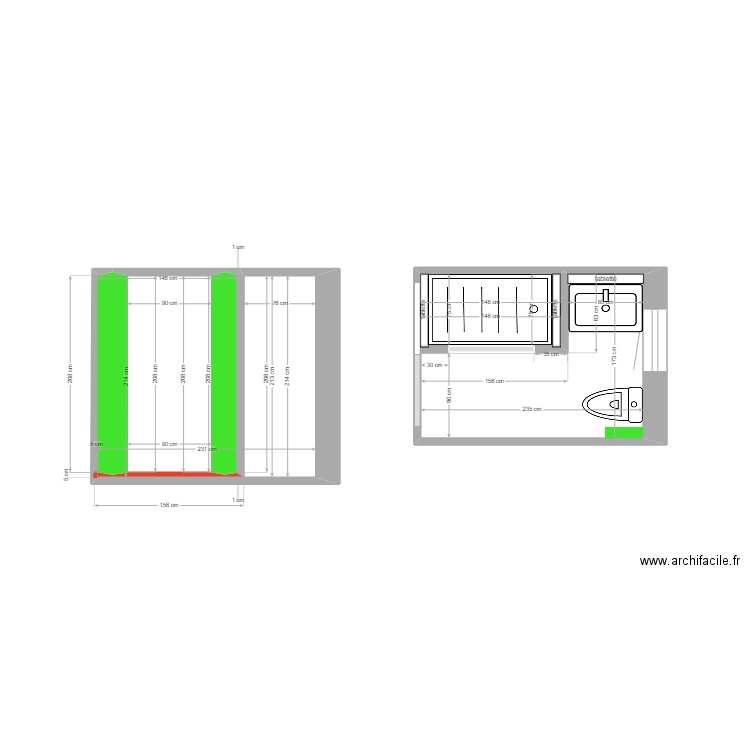 sdb courty . Plan de 5 pièces et 7 m2