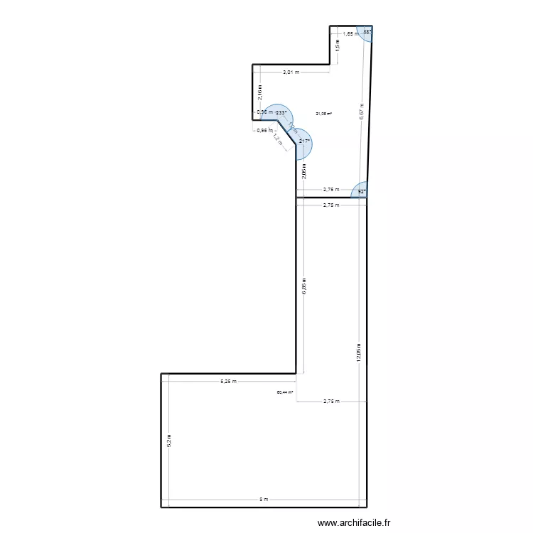 Plan complet. Plan de 2  et 82 m²