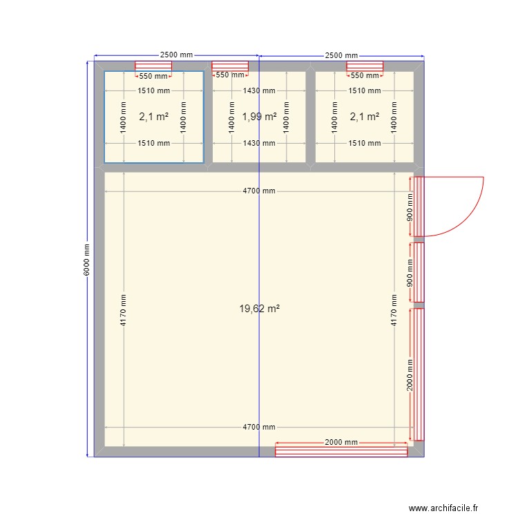 Крым павильон. Plan de 4 pièces et 26 m2