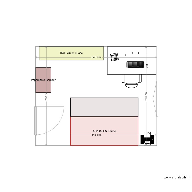 Bureau Cancale v4. Plan de 1 pièce et 10 m2