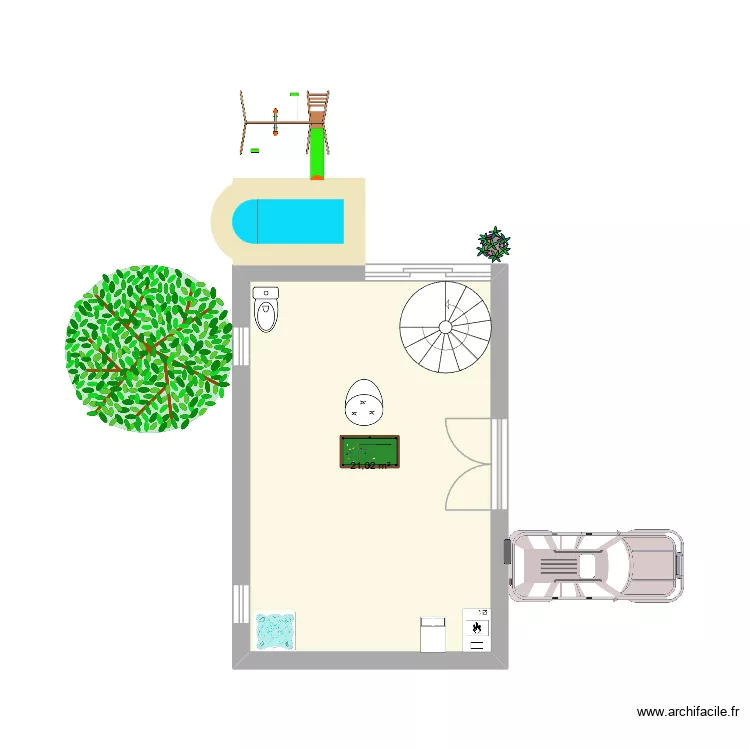 marceau. Plan de 1  et 21 m²