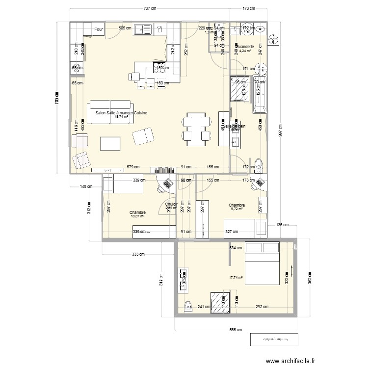 Projet maison St Aub4. Plan de 8 pièces et 104 m2