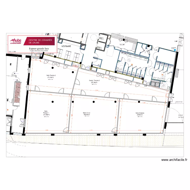 Espace Grands Lacs cloisonn&eacute;. Plan de 