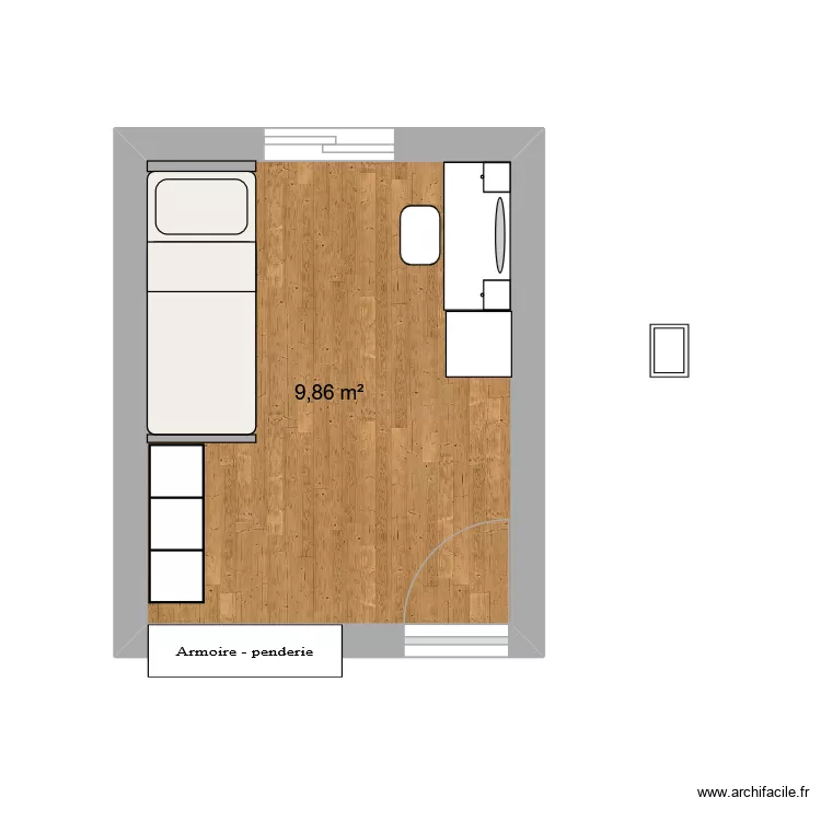 Lily3. Plan de 1 Pièce et 10 m²