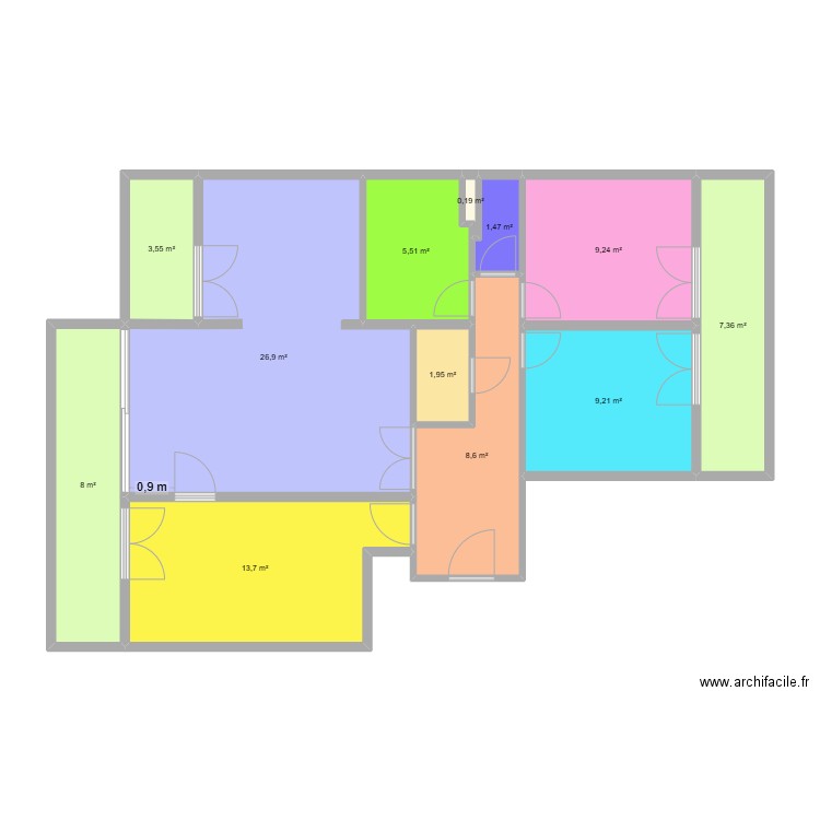 sab. Plan de 12 pièces et 96 m2