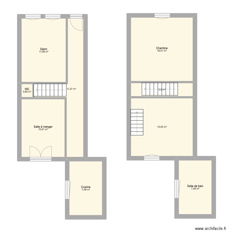 gaspar. Plan de 9 pièces et 84 m2