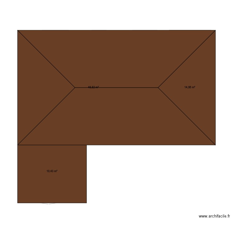 Courcy. Plan de 3 pièces et 73 m2