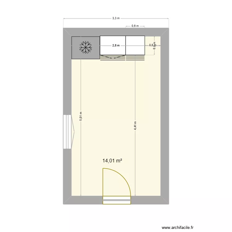 Ma cuisine. Plan de 1 Pièce et 14 m²