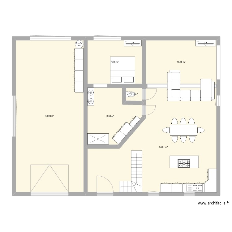 Projet maison 100m2. Plan de 6 pièces et 153 m2