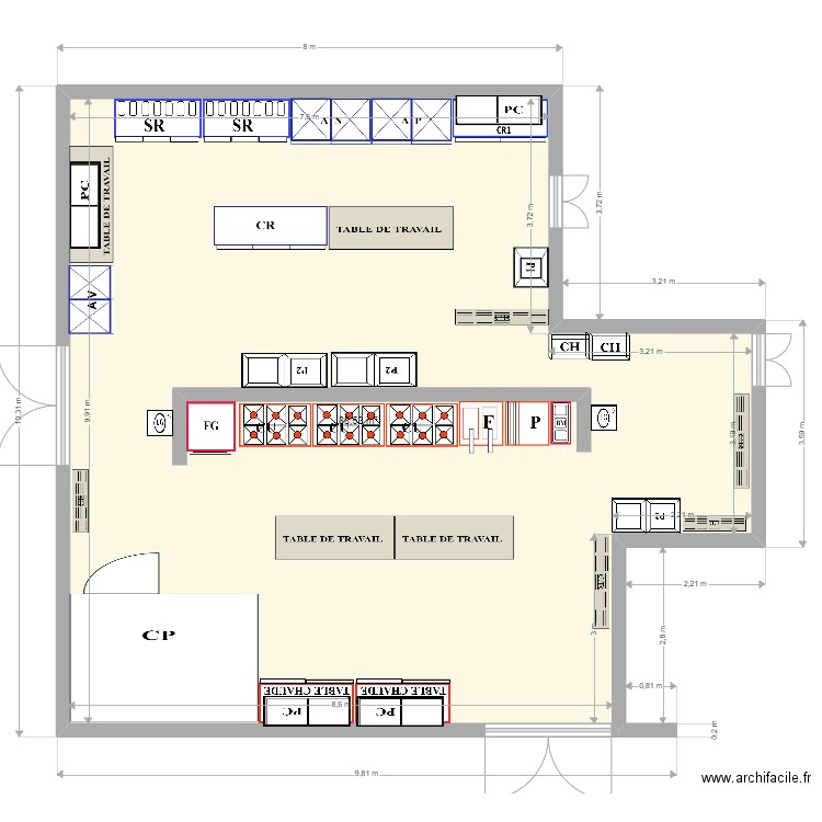 CUISINE TRAITEUR BELDI. Plan de 1 pièce et 89 m2