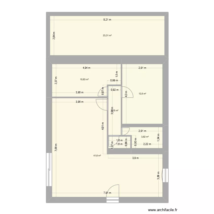 plan avec cotes. Plan de 6 Pièces et 95 m²