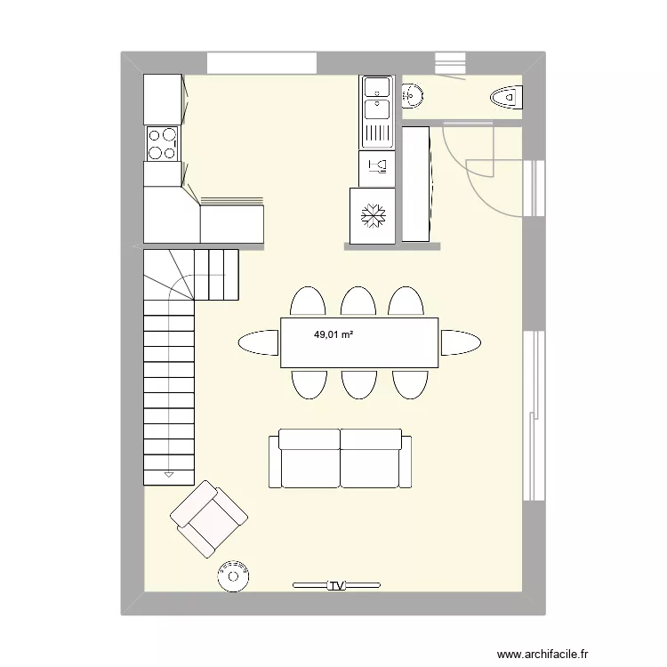 maison roc. Plan de 1 pièce et 49 m²