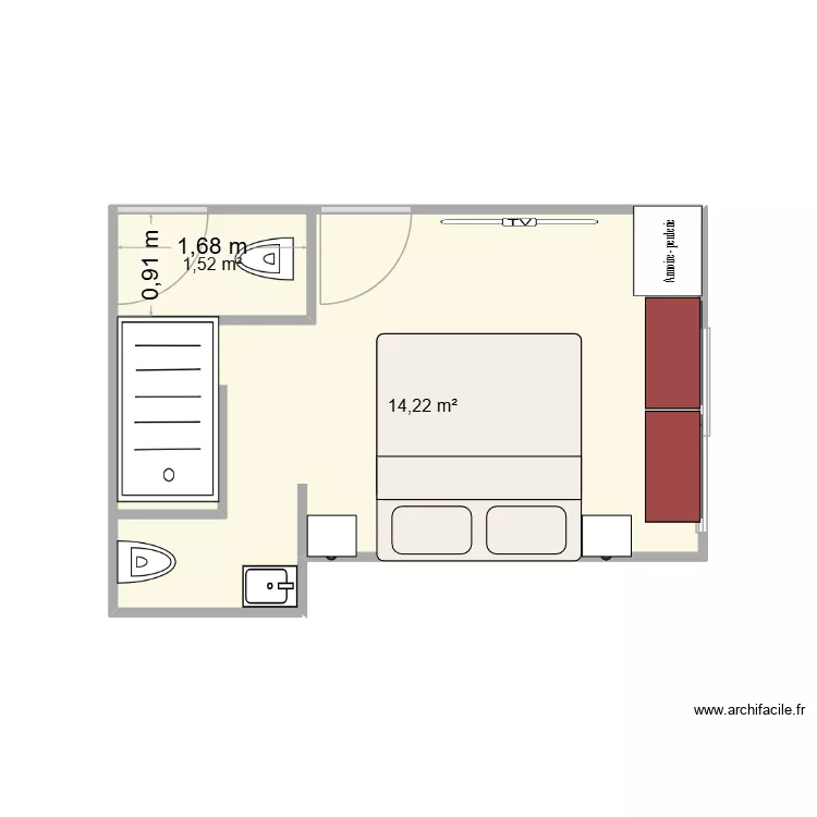 suite parentale. Plan de 2 Pièces et 16 m² suite parentale. Plan de 2 Pièces et 16 m²