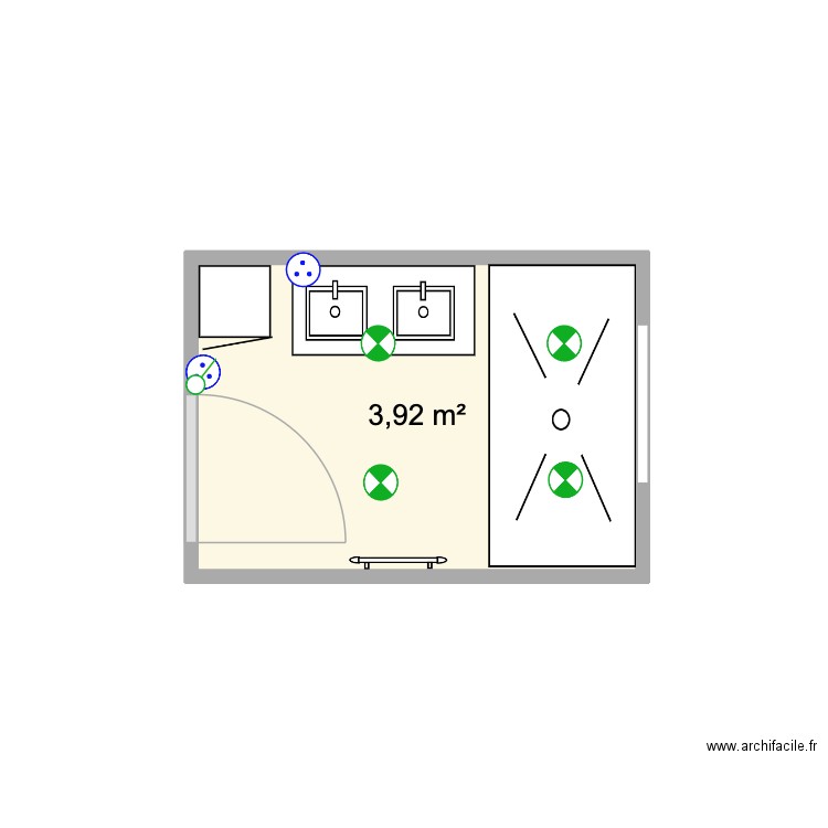 GUEZOU. Plan de 1 pièce et 4 m2