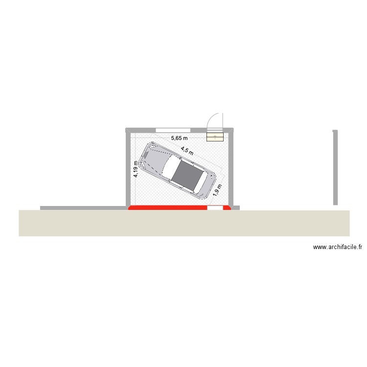 Parking. Plan de 1 pièce et 24 m2