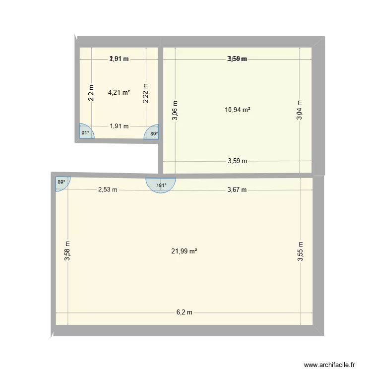 extention 2026 v1. Plan de 3 Pièces et 37 m²