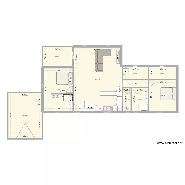 maison T. Plan de 10  et 141 m²