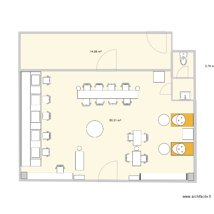 NB19 version 2024 5 bacs pieds. Plan de 3 pièces et 68 m2