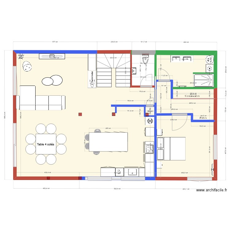 RDJ Laité avec cuisine 250324. Plan de 4 pièces et 108 m2