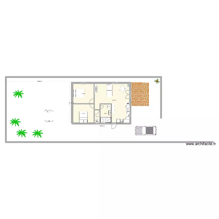maison plomberie. Plan de 6 pièces et 61 m²