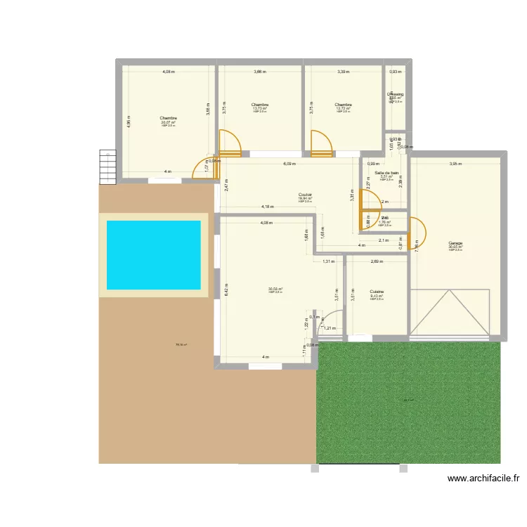 Maison V2. Plan de 10  et 147 m²