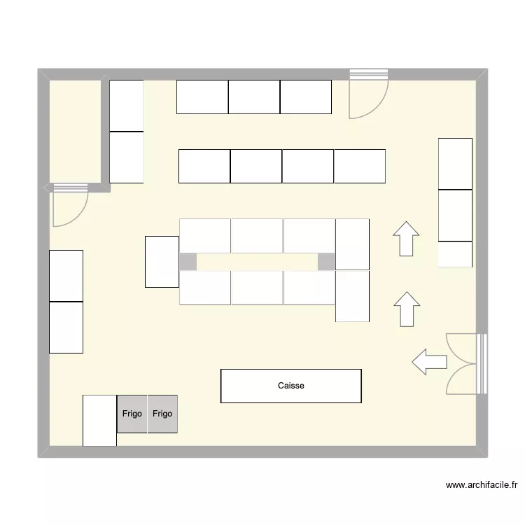 Magasin - plan. Plan de 2  et 83 m²