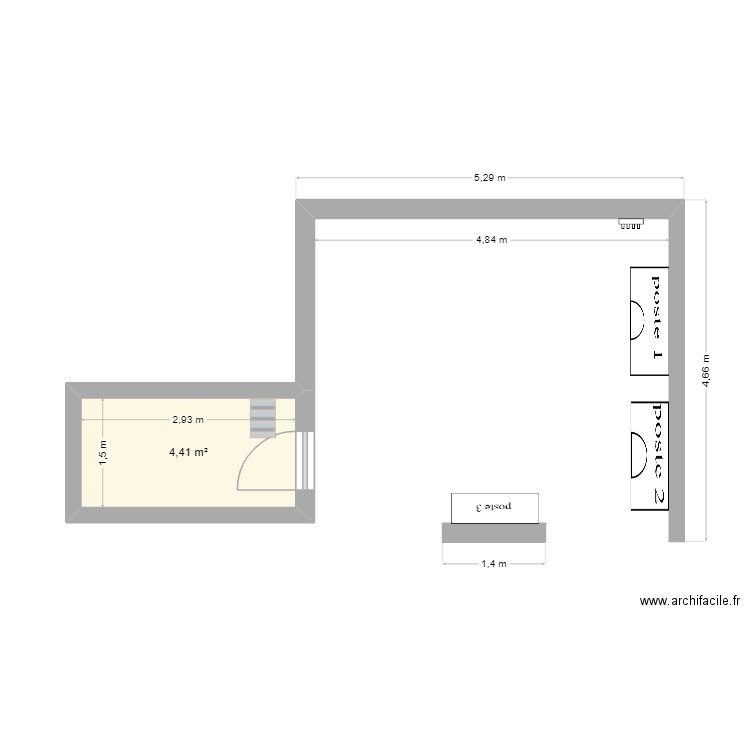 salon de coiffure Agora. Plan de 1 pièce et 4 m2